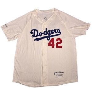 Dodgers Jackie Robinson Jersey Mens XL Cream #42 Lmted Edition Stadium Exclusive